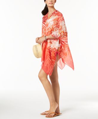 Calvin Klein - Tropical Ombr&eacute; Chiffon Poncho