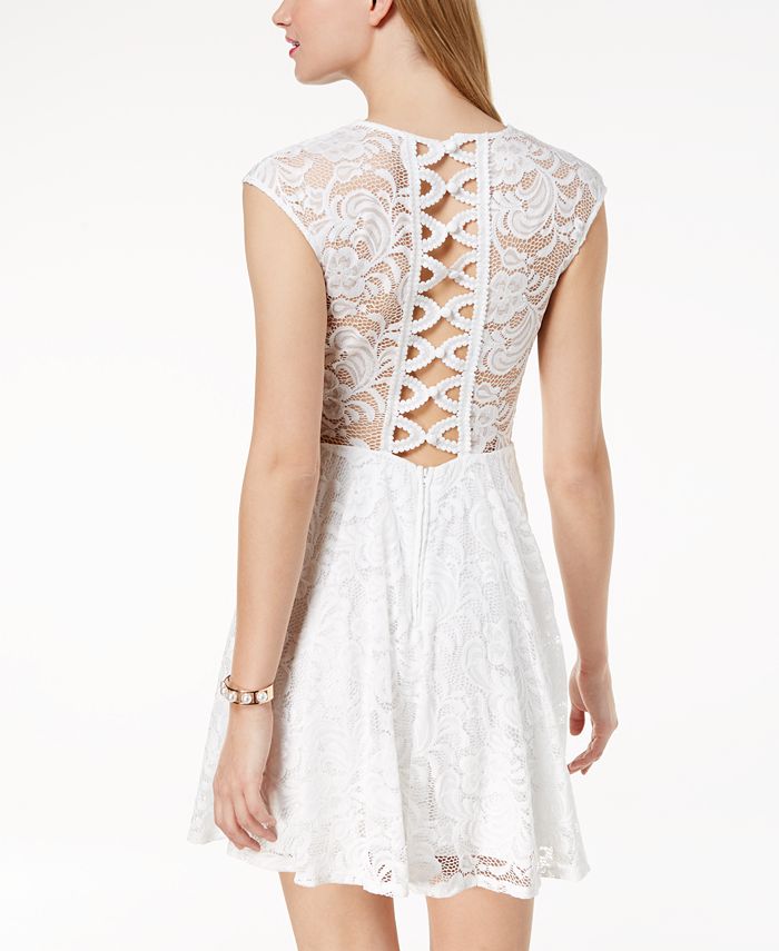 B Darlin Juniors' Lace Button-Back Fit & Flare Dress - Macy's