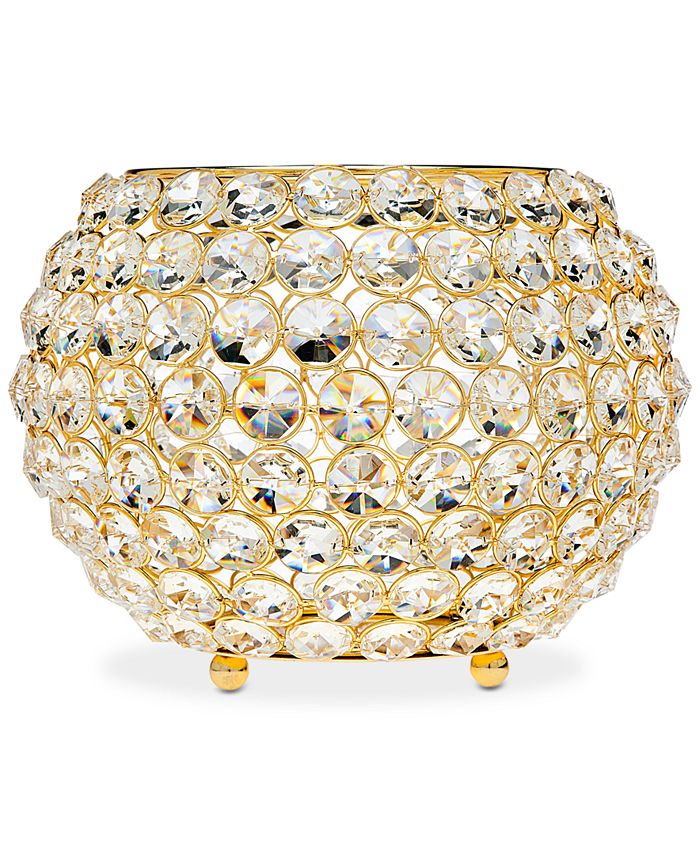 Godinger - Lighting by Design Glam Gold-Tone Ball Crystal 10" Tealight Holder