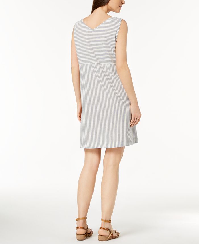Eileen Fisher Hemp Blend Striped A-Line Dress - Macy's