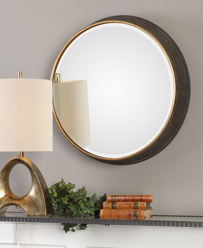 Uttermost - Sturdivant Antiqued Gold-Tone Round Mirror