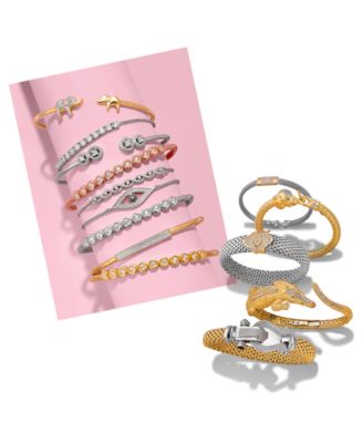 Diamond Mesh Bangle Bracelet in 14k Gold and Sterling Silver (1/8 ct. t.w.)