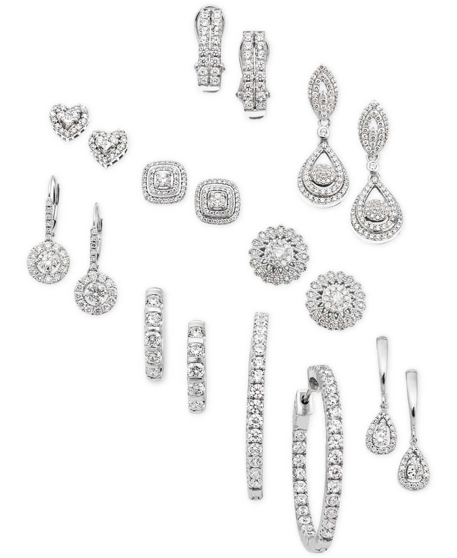 EFFY® Diamond Heart Stud Earrings (1/2 ct. t.w.) in 14k White Gold (Also available in Yellow Gold)