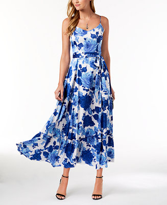 Betsey Johnson Belted Floral-Print Maxi Dress - Macy's