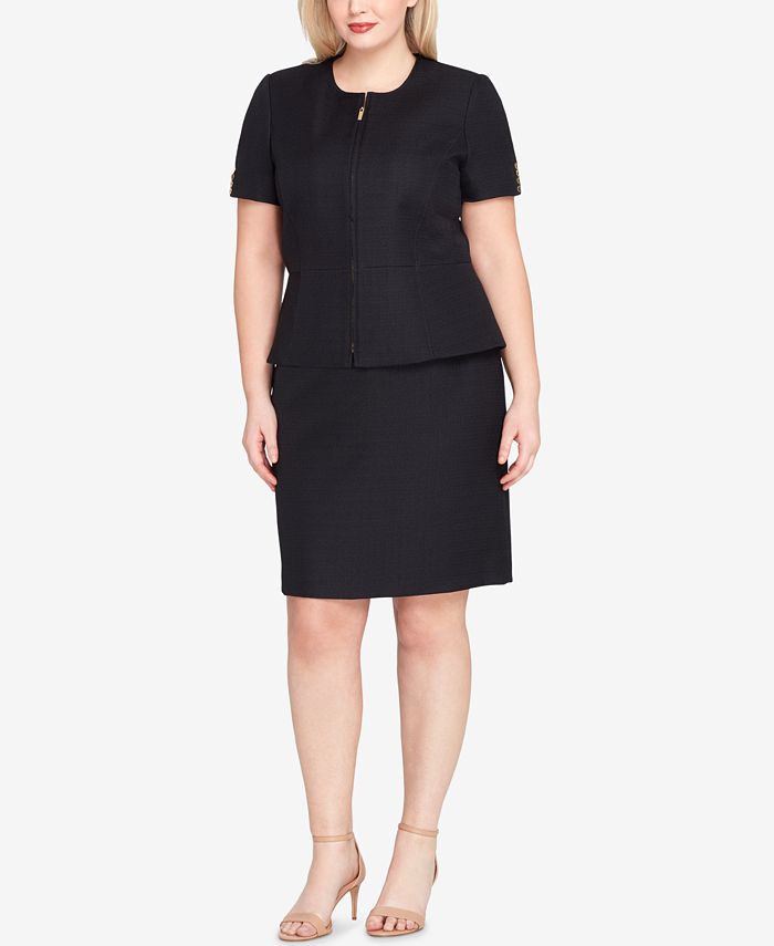 Tahari ASL Plus Size Peplum Skirt Suit - Macy's