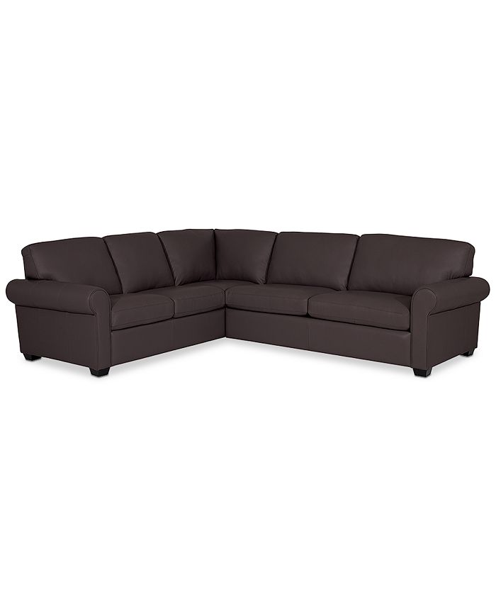 Furniture Orid 2Pc. Leather "L"Shaped Full Sleeper Sectional Sofa
