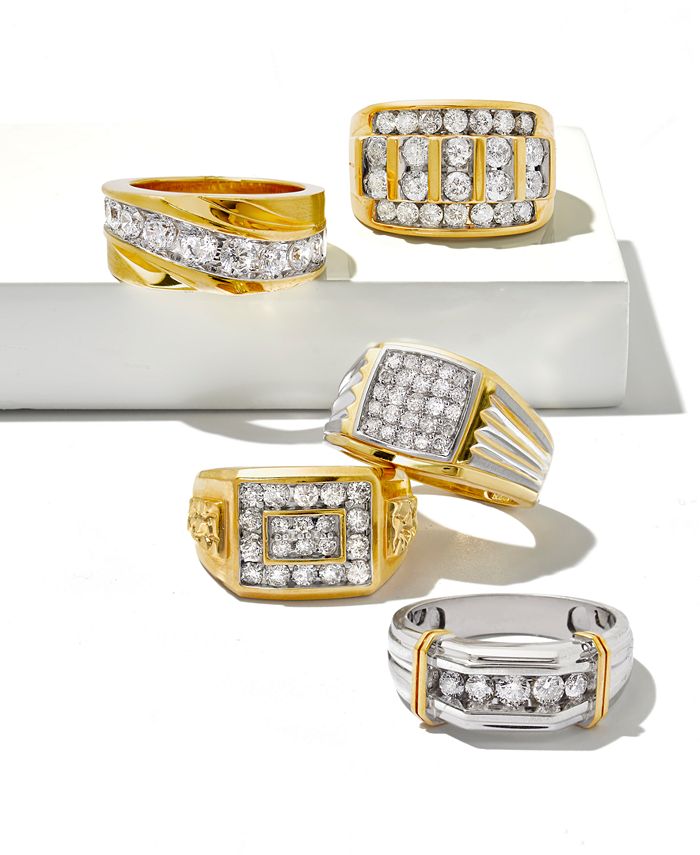 Macy's - Men's Diamond Ring (1/2 ct. t.w.) in 10k Gold  and White Gold