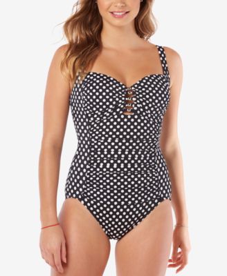Swim Solutions - Printed Beaded One-Piece Swimsuit