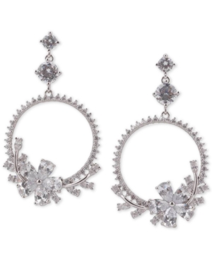 image of Nina Silver-Tone Cubic Zirconia Flower Drop 2-3/4