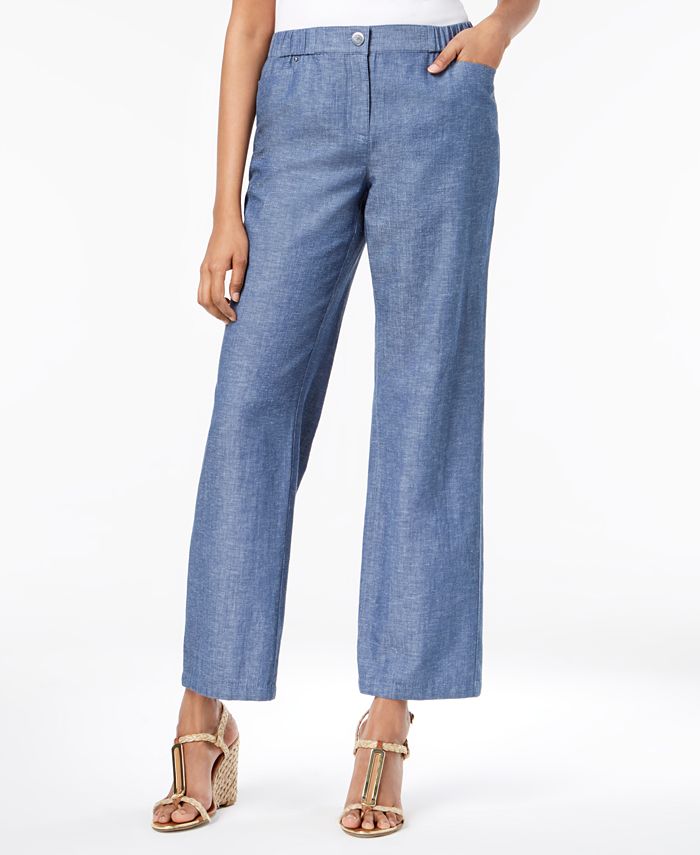 JM Collection Wide-Leg Chambray Pants, Created for Macy's & Reviews ...