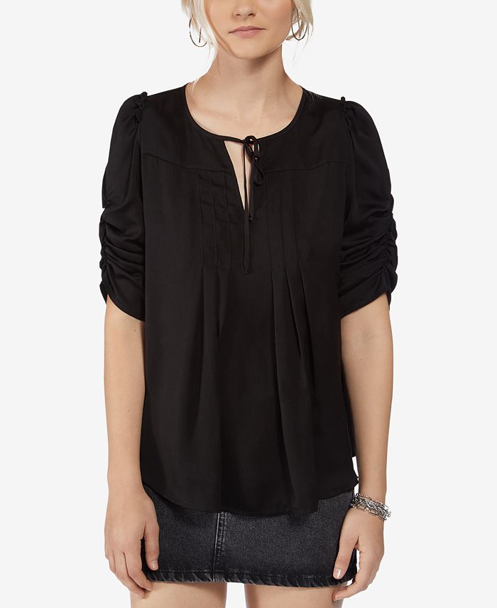 Avec Les Filles Sheer Lace Tie Cuff Shirt
