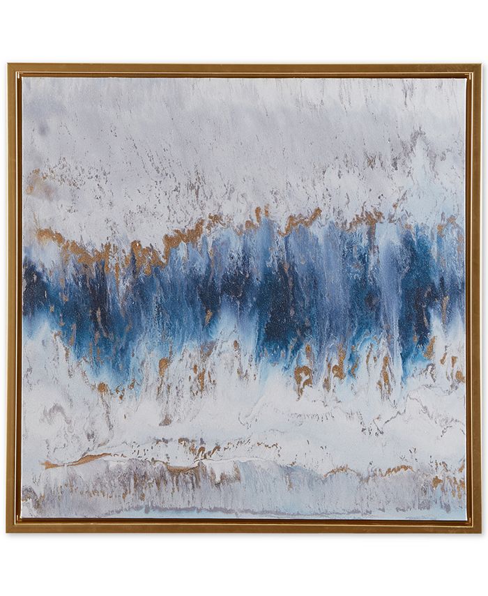Madison Park - Blue Embrace Framed Gel-Coated Canvas Print with Gold-Tone Foil