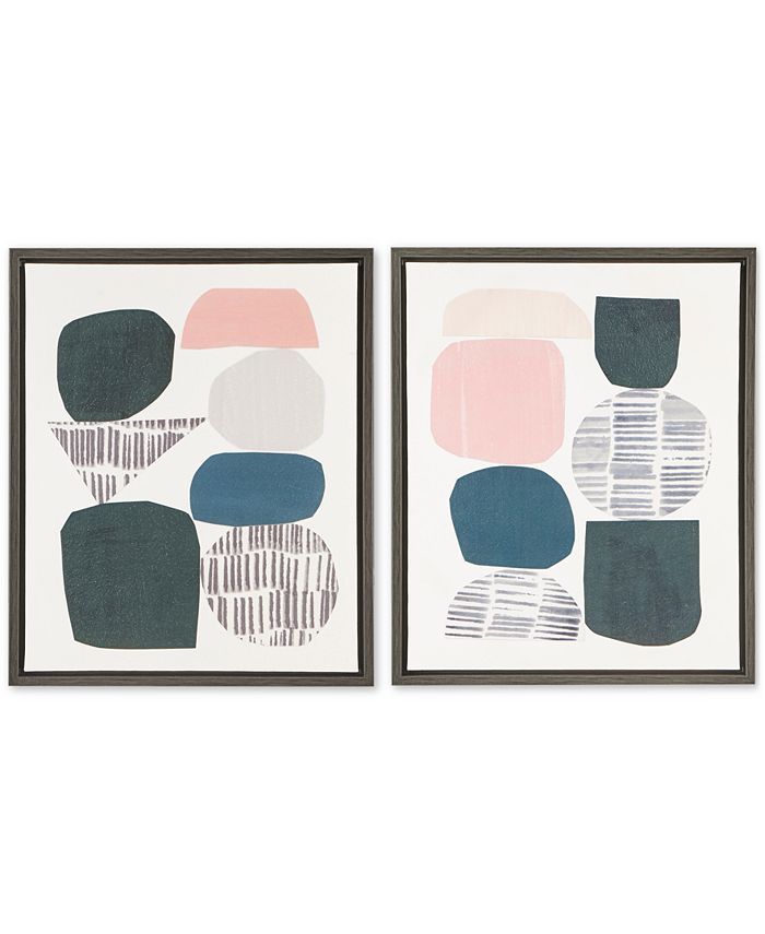 JLA Home - Grey Rock Garden 2-Pc. Framed Gel-Coated Canvas Print Set