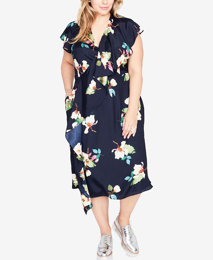 RACHEL Rachel Roy Trendy Plus Size Ruffled Midi Dress - Macy's