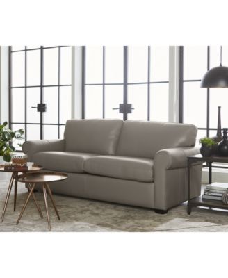 Orid 77" Leather Roll Arm Apartment Sofa, Created for Macy's