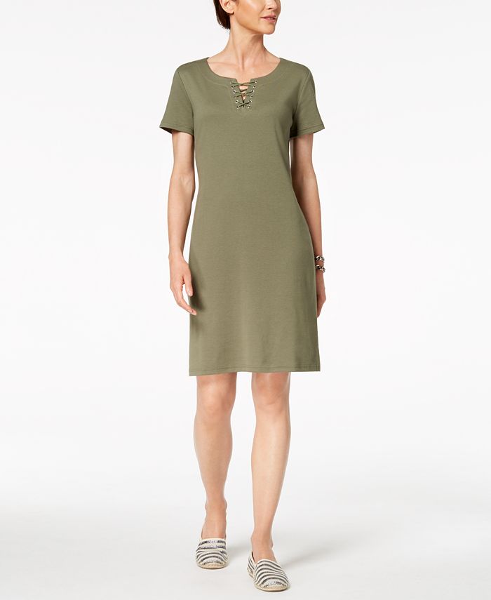 Karen Scott LaceUp Shift Dress, Created for Macy's Macy's
