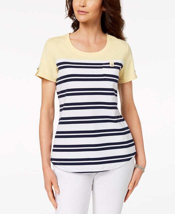 Karen Scott Striped T-Shirt, Created for Macy's - Macy's