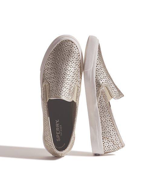 sperry perforated slip on sneakers