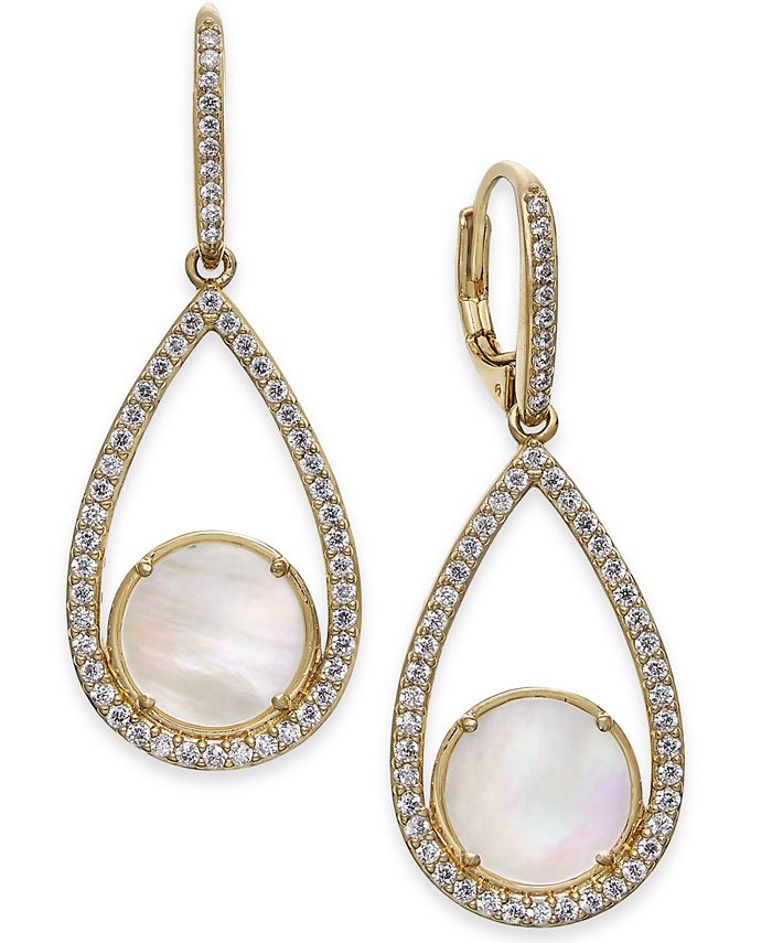 Danori Mother-of-Pearl & Pavé Teardrop Drop Earrings, Created for Macy ...
