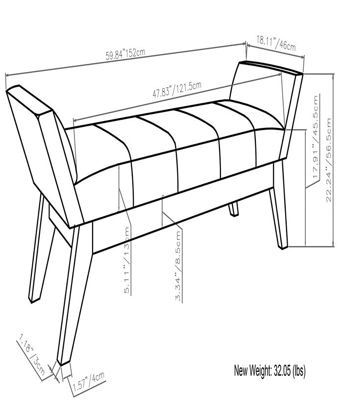 Furniture Tylor Ottoman Bench, Quick Ship Macy's