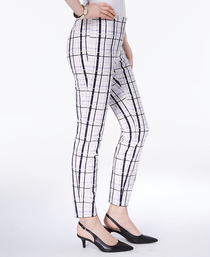 Alfani Windowpane Bi-Stretch Skinny Pants, Created for Macy's & Reviews ...