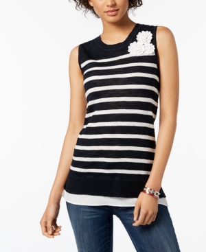 TOMMY HILFIGER MIXED-MEDIA EMBELLISHED TOP, CREATED FOR MACY'S