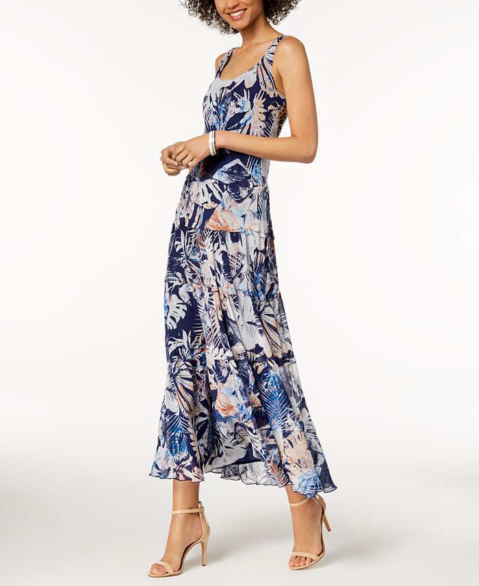 Nine West Floral Tiered Maxi Dress - Macy's