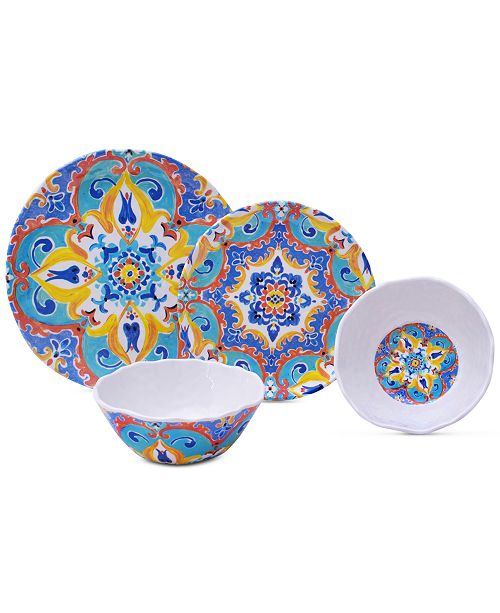222 Fifth Romella 12Pc. Melamine Dinnerware Set Dinnerware Dining