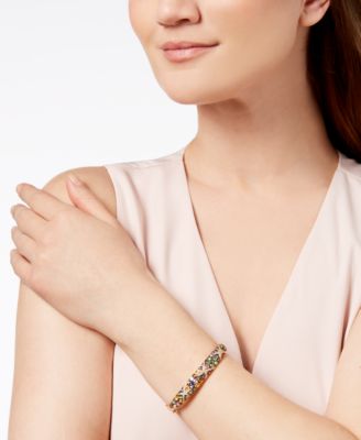 EFFY&reg; Multicolor Sapphire (7-5/8 ct. t.w.) and Diamond (1/4 ct. t.w.) Starfish Bangle in 14k Gold, Created for Macy's
