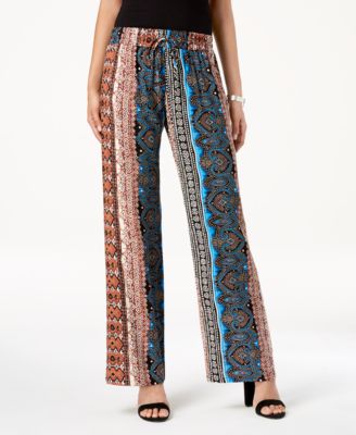 Be Bop - Juniors' Boho Tapestry Wide-Leg Pants
