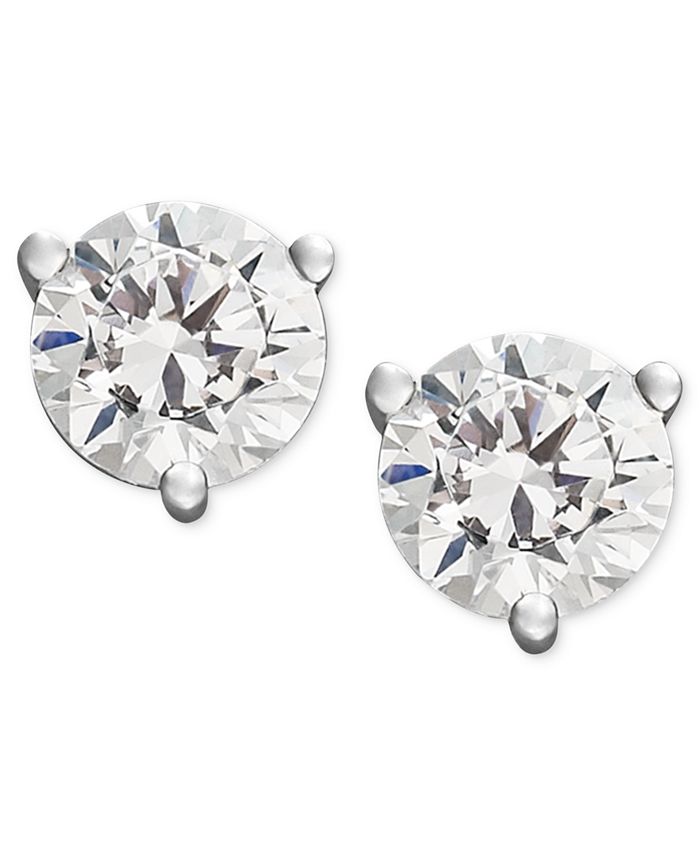 Macy's Certified Near Colorless Diamond Stud Earrings in 18k White Gold ...