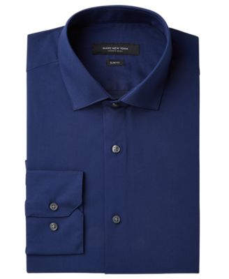 Marc New York - Men's Slim-Fit Wrinkle-Free Navy Solid Dress Shirt