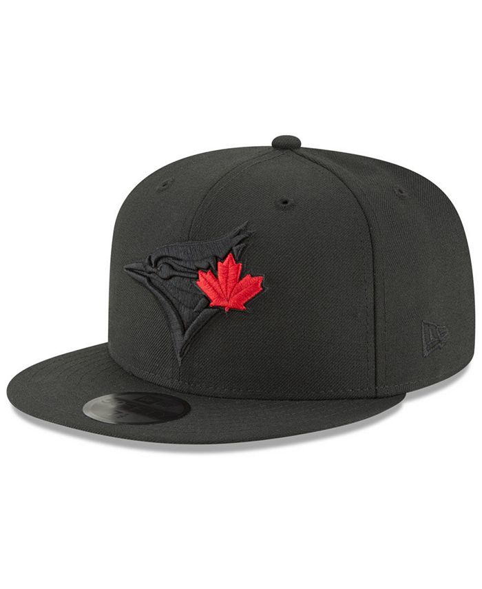 Toronto blue Jay's all black except red leaf suede material