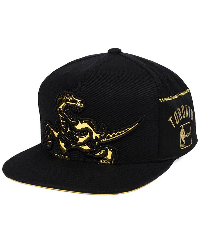 Toronto Raptors NBA Mitchell & Ness SnapBack Hat Black Gold Basketball Logo  Cap