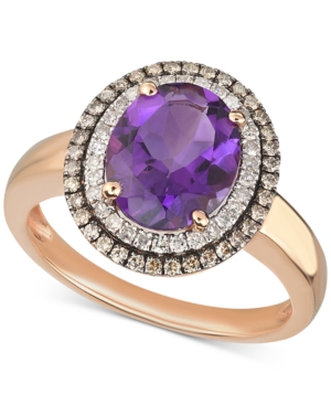 image of Amethyst (2-1/3 ct. t.w.) & Diamond (1/3 ct. t.w.) Ring in 14k Rose Gold
