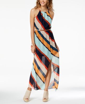 BCX Juniors' Striped Belted Maxi Dress - Macy's