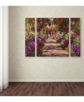 Claude Monet 'A Pathway in Monet's Garden' Large Multi-Panel Wall Art Set, 30" x 41"
