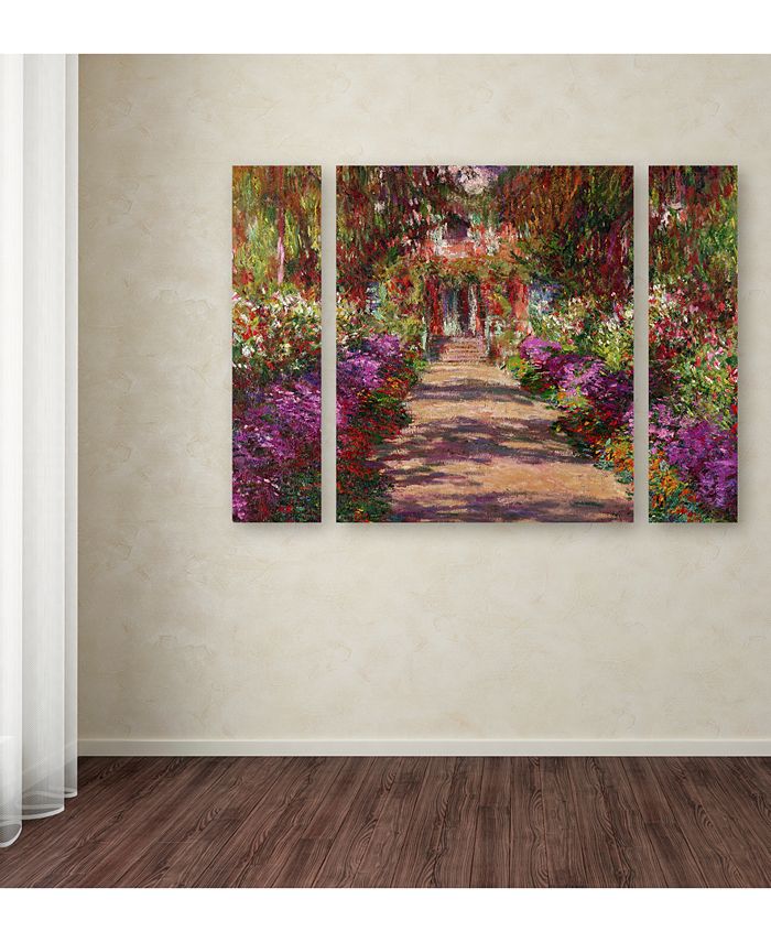 Trademark Global - Claude Monet 'A Pathway in Monet's Garden' Large Multi-Panel Wall Art Set