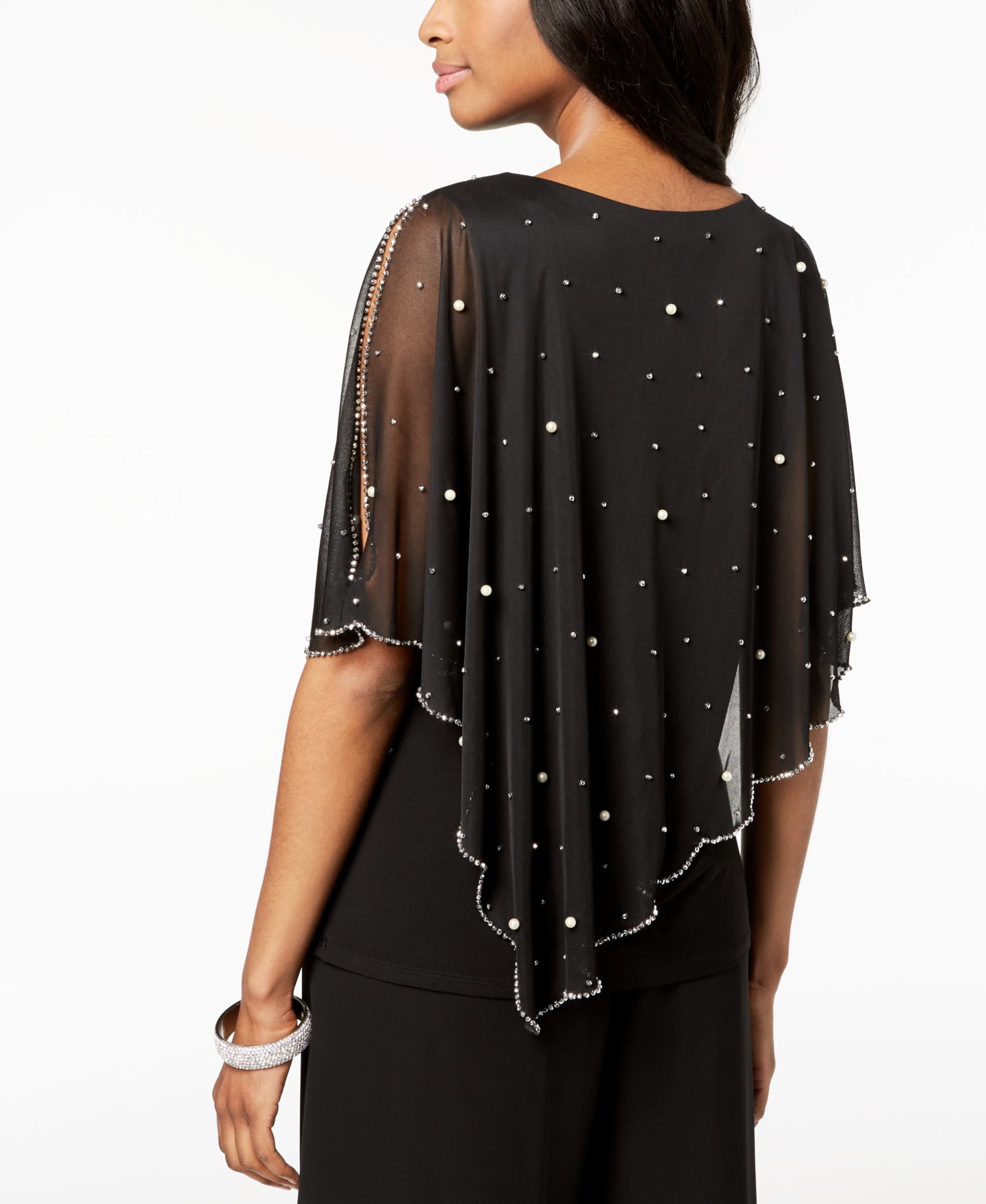 Женский топ MSK Embellished Asymmetrical Overlay Top, цвет: Чёрный — фото 2