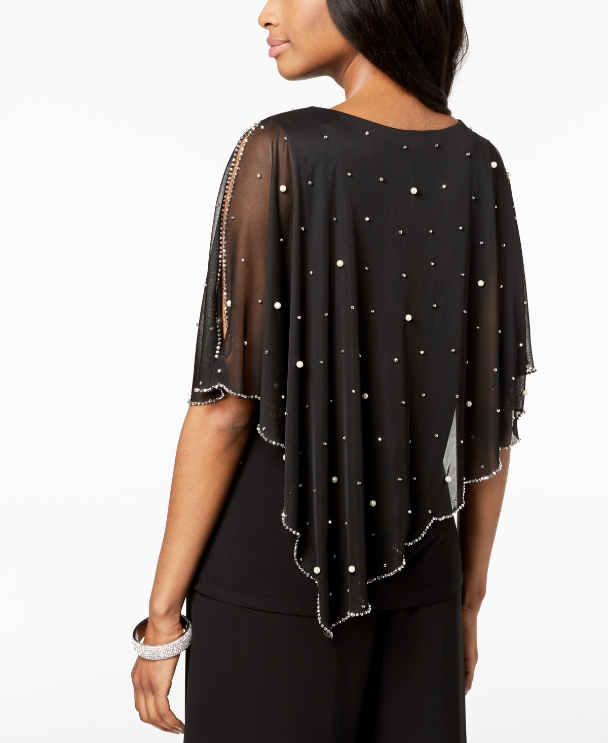 Msk Embellished Asymmetrical Overlay Top