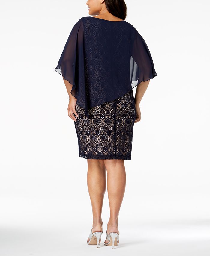 Connected Women's Plus Size Chiffon Overlay Dress Black Size 24