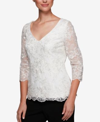 Alex Evenings - Sequined & Embroidered Top