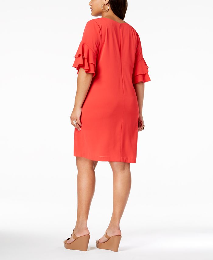Jessica Howard Plus Size Ruffle-Sleeve Shift Dress - Macy's