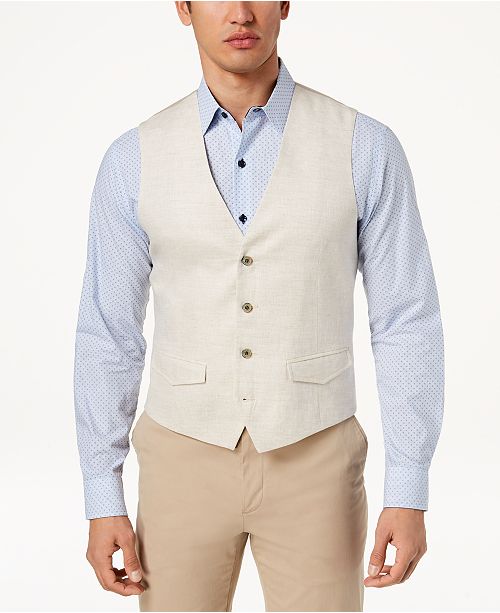 Tasso Elba Men's 100 Linen Vest, Created for Macy's & Reviews Suits