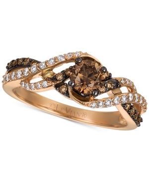 image of Le Vian Chocolatier Gladiator Weave Diamond Ring (3/4 ct. t.w.) in 14k Rose Gold