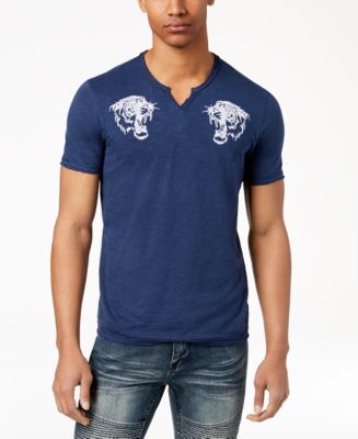 I.N.C. Men's Embroidered Split-Neck T-Shirt, Created for Macy's - Macy's