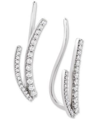 Macy's - Diamond Curved Ear Climbers (1/4 ct. t.w.) in 14k White Gold