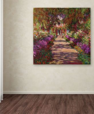 Claude Monet 'A Pathway in Monet's Garden' 35" x 35" Canvas Wall Art