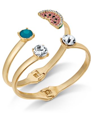 INC International Concepts - Gold-Tone 2-Pc. Set Multi-Stone & Watermelon Bangle Bracelets