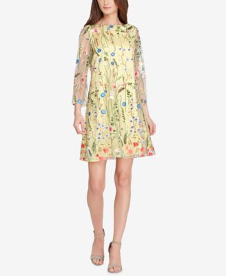 tahari floral embroidered dress